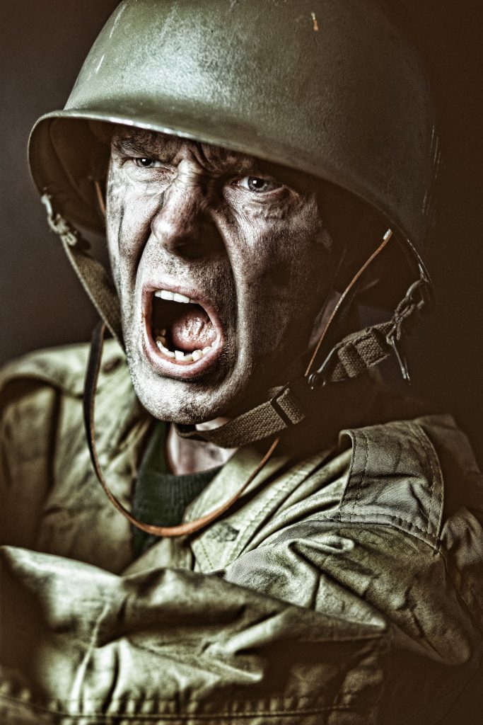 American Soldier Yelling Nuts